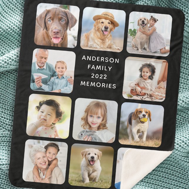 Personalised 11 Photo Collage Create Your Own Sherpa Blanket (Creator Uploaded)