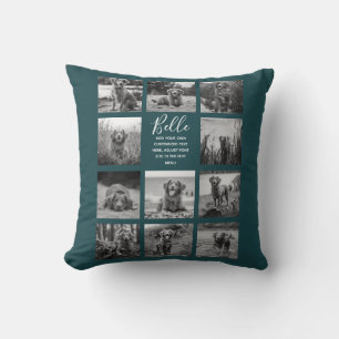 Personalised 11 Photo Collage Deep Teal Cushion