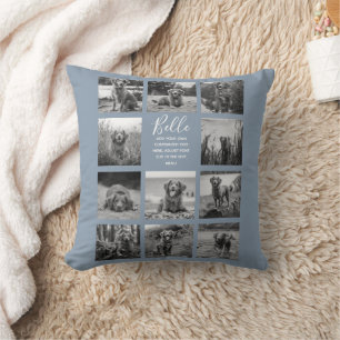 Personalised 11 Photo Collage Dusty Blue Cushion