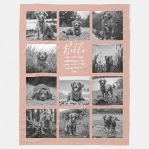 Personalised 11 Photo Collage Dusty Pink Fleece Blanket