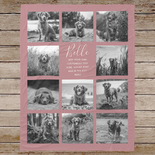 Personalised 11 Photo Collage Dusty Rose Fleece Blanket