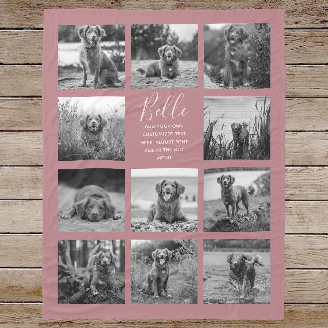 Personalised 11 Photo Collage Dusty Rose Fleece Blanket (Creator Uploaded)