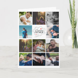 Personalised 11 Photo Collage Father's Day Card