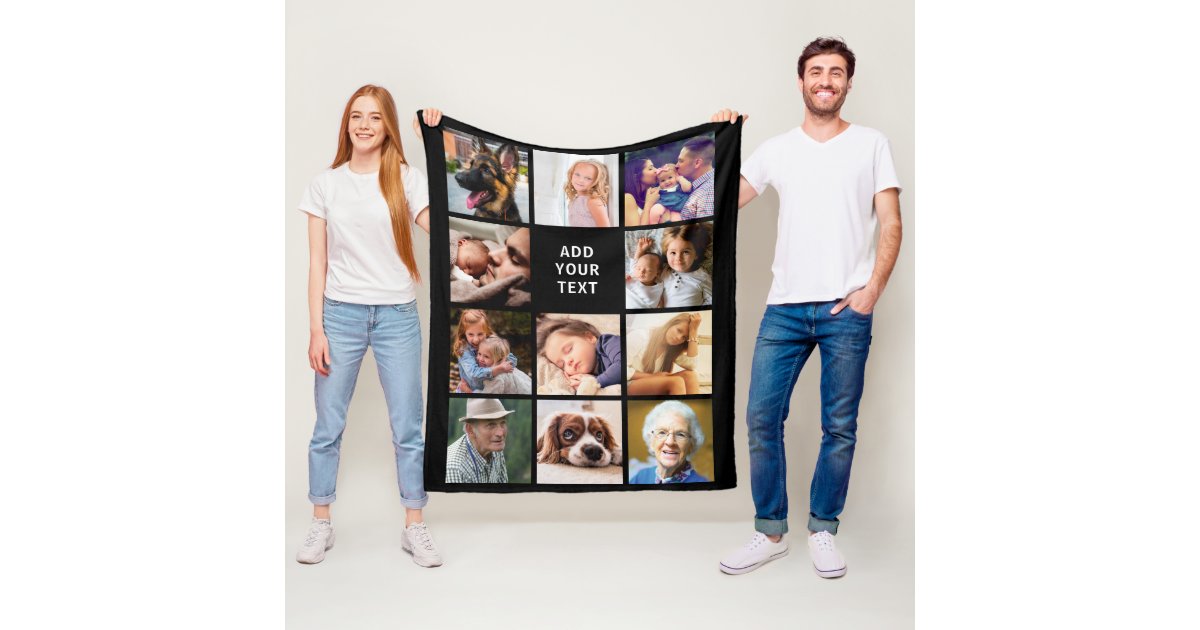 Personalised 11 Photo Collage Fleece Blanket