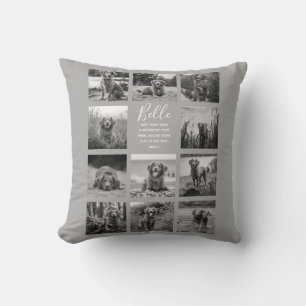 Personalised 11 Photo Collage Grey Cushion