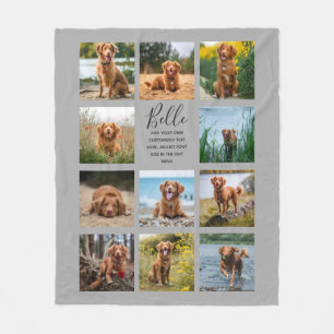 Personalised 11 Photo Collage Grey Fleece Blanket