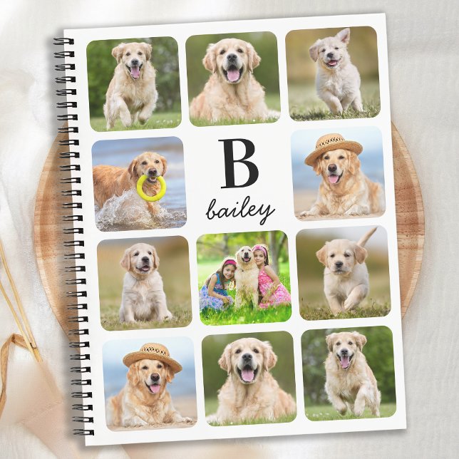 Personalised 11 Photo Collage Monogram Pet Dog Notebook (Creator Uploaded)