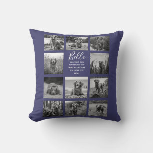 Personalised 11 Photo Collage Navy Blue Cushion