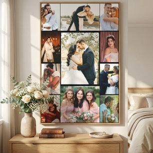 Personalised 11-Photo Wedding Collage Canvas Print
