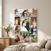 Personalised 11-Photo Wedding Collage Canvas Print