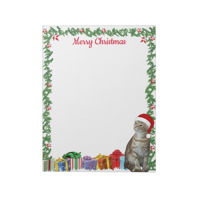 Personalised 11 x 8.5" Christmas Ginger Cat  Notepad (Rotated)