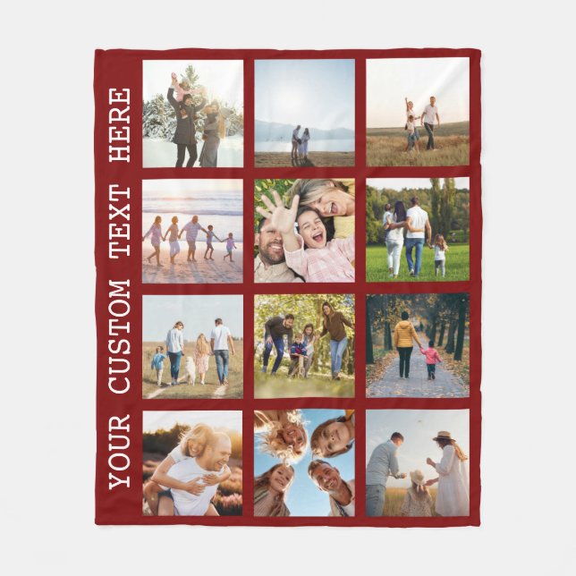Personalised 12 Photo Collage Fleece Blanket (Front)