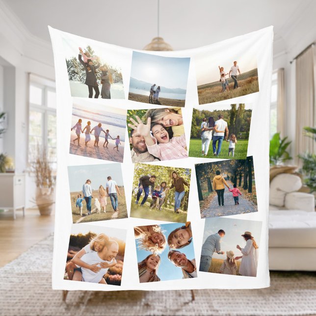 Personalised 12 Photo Collage Fleece Blanket (Creator Uploaded)