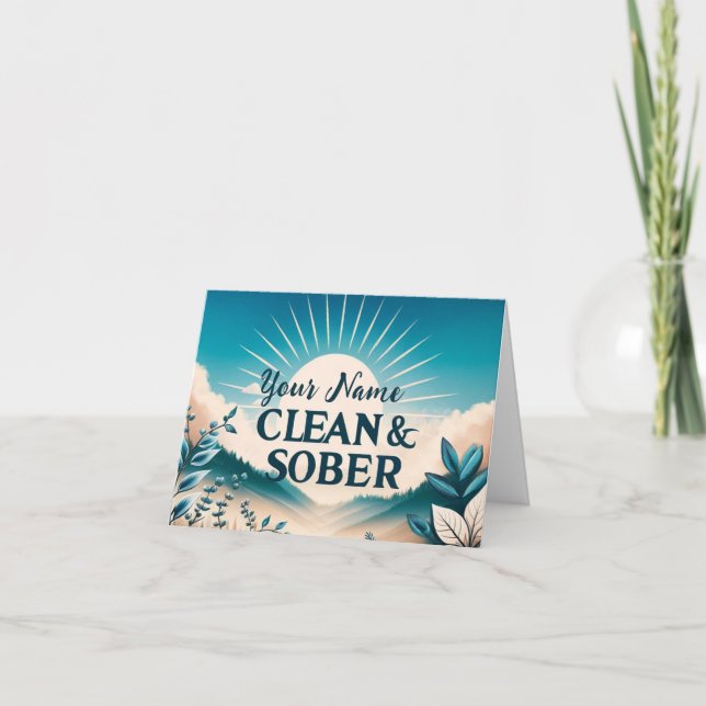 Personalised 12 Step Clean & Sober Sobriety Card (Front)