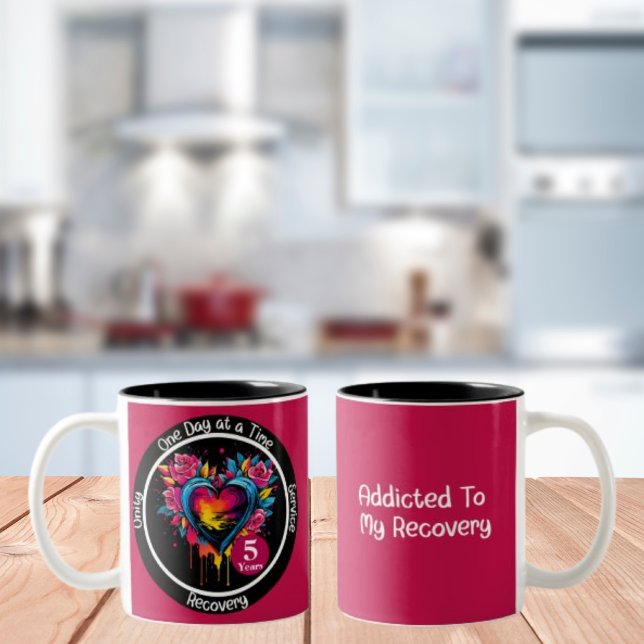 Personalised 12-Step Milestone Heart Two-Tone Coffee Mug (Creator Uploaded)