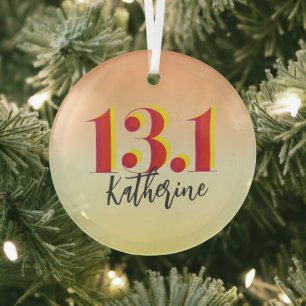 Personalised 13.1 Half Marathon Running Glass Tree Decoration