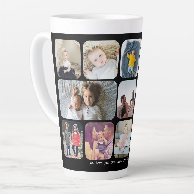 Personalised 13 Photos and Text Latte Mug (Left Angle)