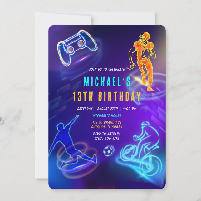 Personalised 13th Birthday Boy Invitation (Front)