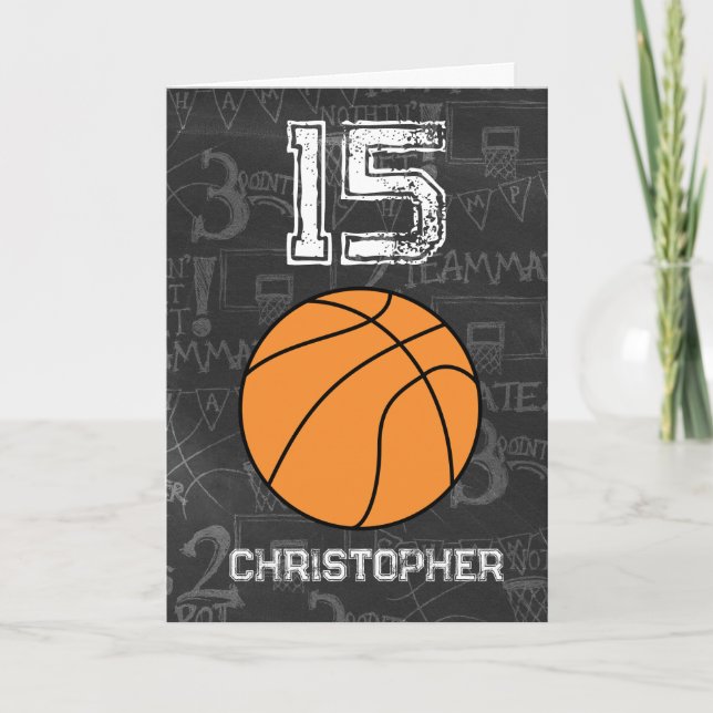 Personalised 15th Birthday Basketball Card (Front)