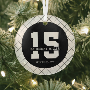 Personalised 15th Birthday Modern and Elegant Glass Tree Decoration