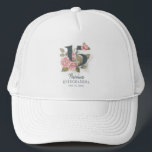 Personalised 15th Birthday Quinceanera Floral Trucker Hat<br><div class="desc">Cute modern yet elegant Quinceañera Mis Quince Anos birthday party matching apparel that would look good in the photos. Featuring a rustic floral olive green and pink colours design and template that can be easily edited and the text replaced with your own details by clicking the "Personalise" button. For further...</div>