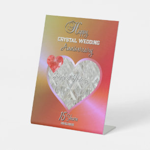 Personalised 15th Wedding Anniversary Gift Pedestal Sign