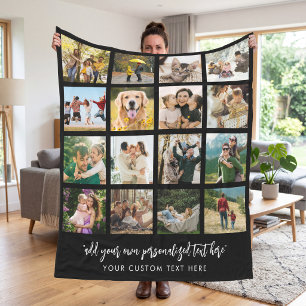 Personalised 16 Photo Collage Fleece Blanket