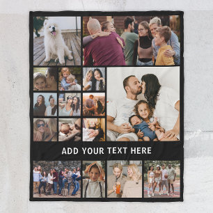 Personalised 16 Photo Collage Fleece Blanket