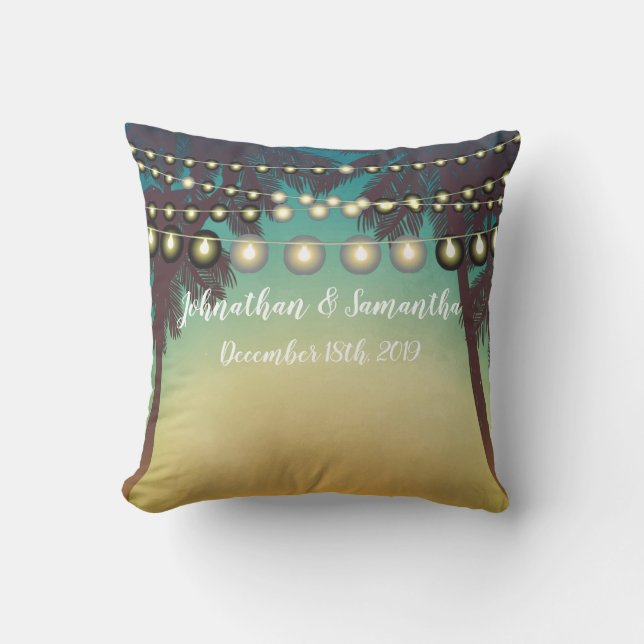 Personalised 16"x16" Throw Pillow Beach Sunset Pal (Front)