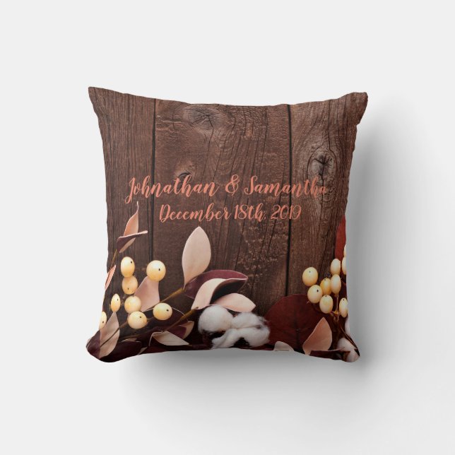 Personalised 16"x16" Throw Pillow Cotton Branch on (Front)