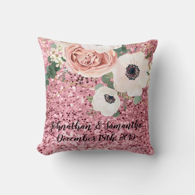 Personalised 16"x16" Throw Pillow Geometric Rose (Front)