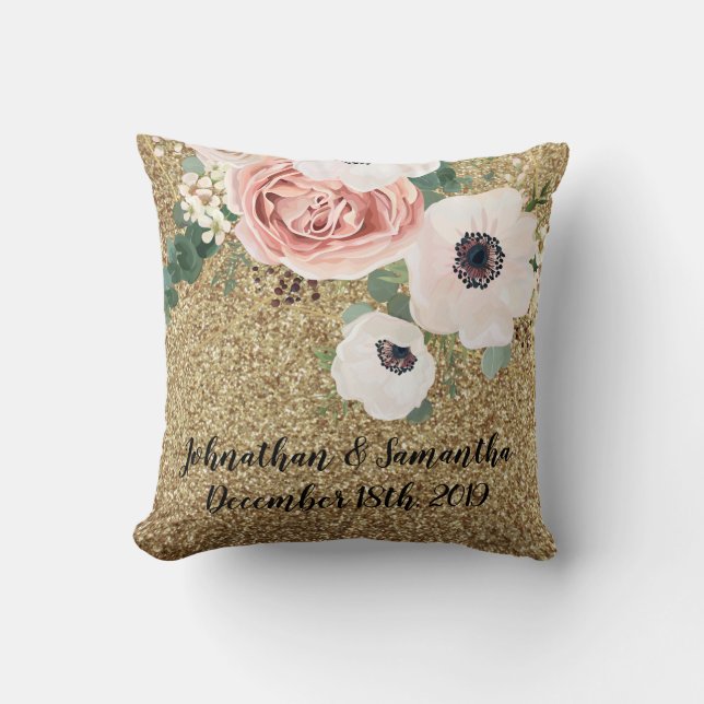 Personalised 16"x16" Throw Pillow Geometric Rose (Front)