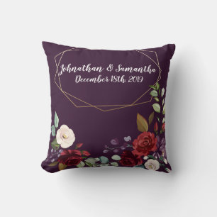 Personalised 16"x16" Throw Pillow Plum Purple Rose