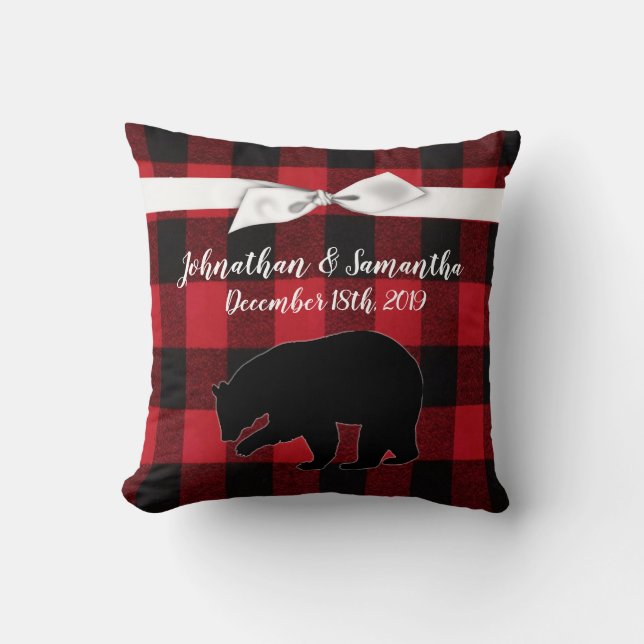 Personalised 16"x16" Throw Pillow Red Buffalo Plai (Front)