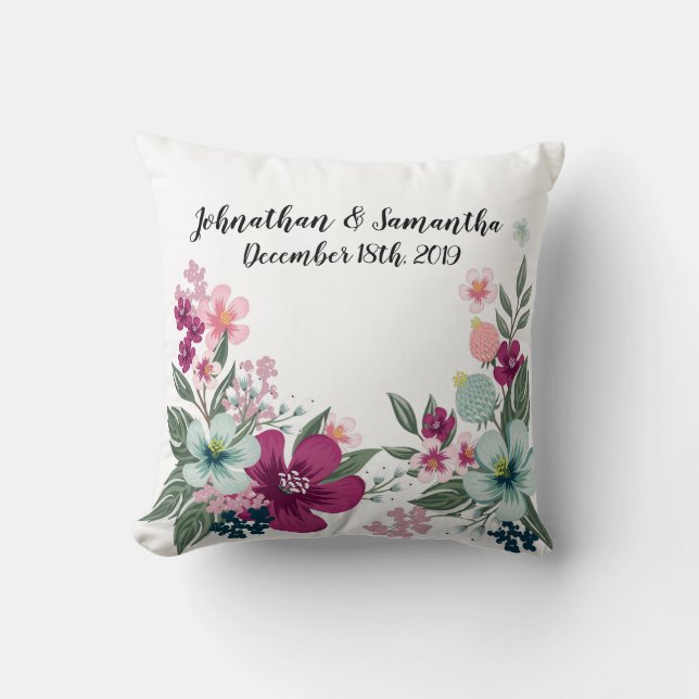 Personalised 16"x16" Throw Pillow Tropical Flowers (Front)
