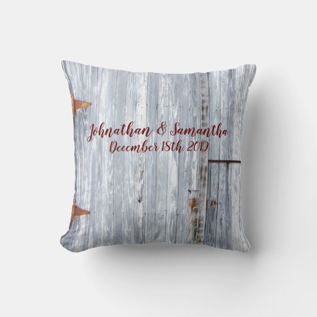 Personalised 16"x16" Throw Pillow White Wash Wood (Front)