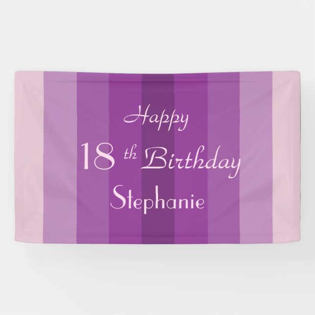 Personalised 16th 18th Birthday Sign Purple Stripe (Horizontal)