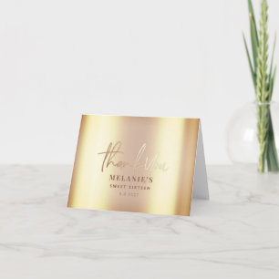 Personalised 16th Bridal luxury gold Thank You Card