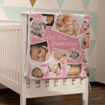 Personalised 17 Baby Photo Collage | Pink Fleece Blanket<br><div class="desc">Custom photo blanket featuring 17 pictures of your choice,  and a text template that is easy to personalise.</div>