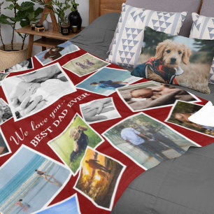Personalised 17 Dad Photo Collage   Father's Day Fleece Blanket