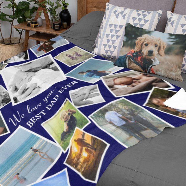 Personalised 17 Dad Photo Collage | Father's Day Fleece Blanket (Creator Uploaded)