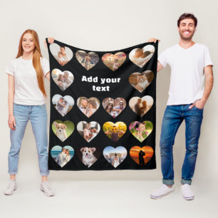 Personalised 18 Heart Photo Collage Fleece Blanket
