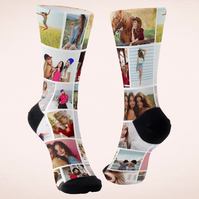 Personalised 18 Photo Collage Custom Gift Socks (Creator Uploaded)