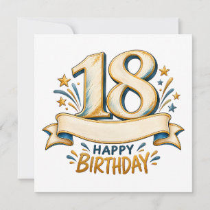 Personalised 18th Birthday Gold and Blue Design Save The Date