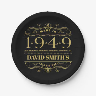 Personalised 1949 70th Birthday Paper Plate