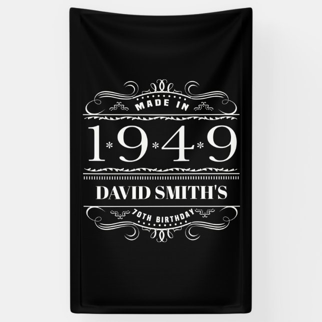 Personalised 1949 Birthday For Men Banner (Vertical)