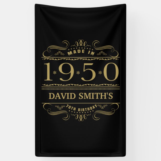 Personalised 1950 70th Birthday Banner (Vertical)