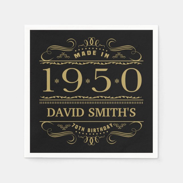 Personalised 1950 70th Birthday Napkin (Front)