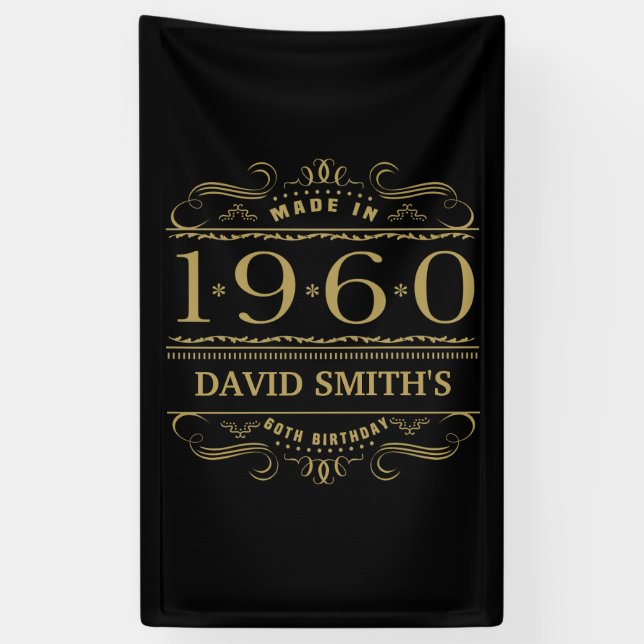 Personalised 1960 60th Birthday Banner (Vertical)