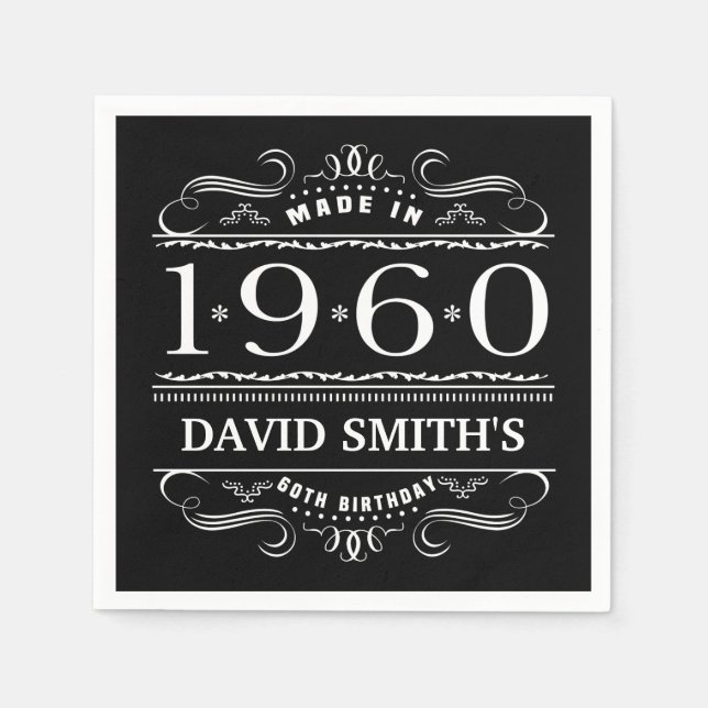Personalised 1960 60th Birthday Napkin (Front)